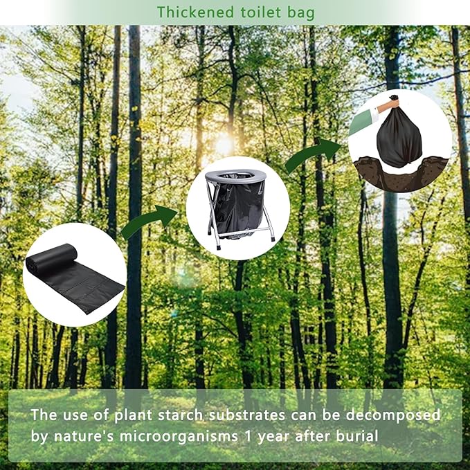 25/50 Pieces Portable Toilet Bags - Thickened Camping Toilet Bags 8 Gallon Compostable Camping Toilet Bags Portable Potty Bags for Outdoor Camping(1 * 25)