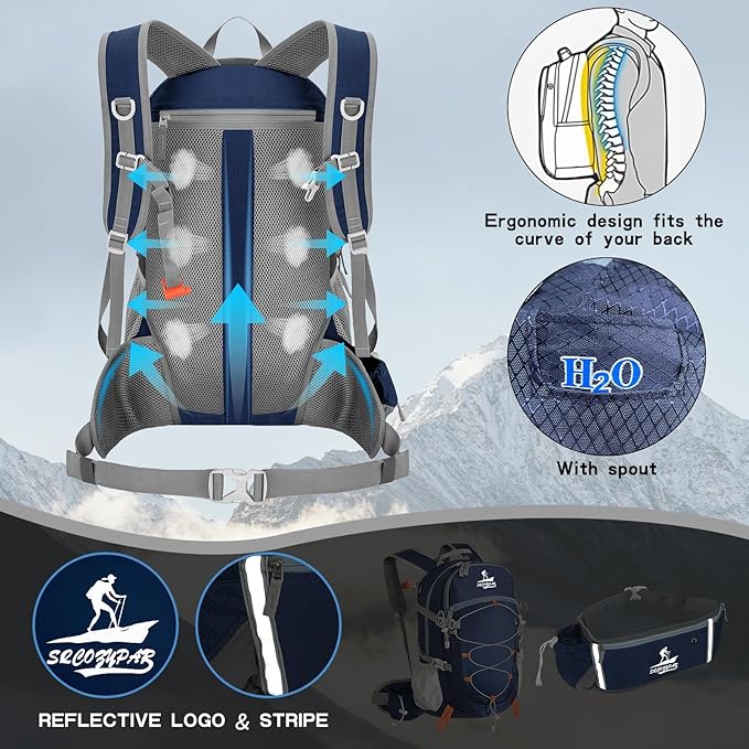 Hiking Backpack Packable 40L Foldable Camping - Lightweight Travel Daypacks Water-resistant Backpacks Outdoor Sports for Men Women (Blue)
