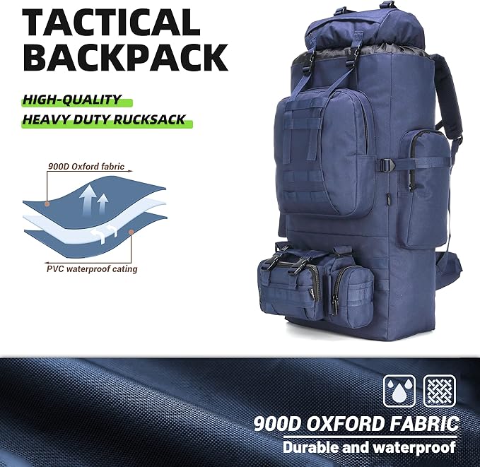 King'sGuard 100L Camping Hiking Backpack Molle Rucksack Military Camping Backpacking Daypack