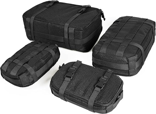4 Set Tactical Packing Cubes ,Compressible Mesh Duffle Storage Bag,Portable Edc Molle Pouch Organizer.
