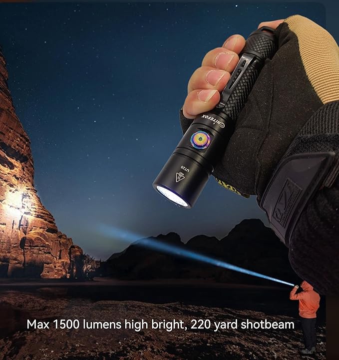 Rechargeable LED Flashlight Bright Pocket Flashlight 1500LM Handheld Flashlight Waterproof for Everyday Carry Indoor/Outdoor Hiking,Camping,Security,Emergency...(UT20)