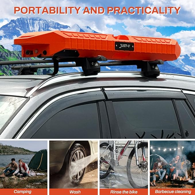 8-Gallon Water Tank with Camping Shower for Off-Road Vehicles, Pick-up Trucks,SUV,Outdoor Activities Water Supply Construction for Roof Rack Mount