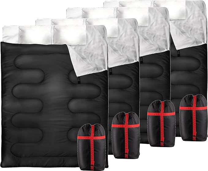 Zone Tech Double Camping Sleeping Bag with 2 Pillows – 3-4 Season Lightweight Waterproof Warm & Cool Weather Adult & Kids Sleeping Bag Converts into 2 Single -Camping, Hiking, & Outdoors
