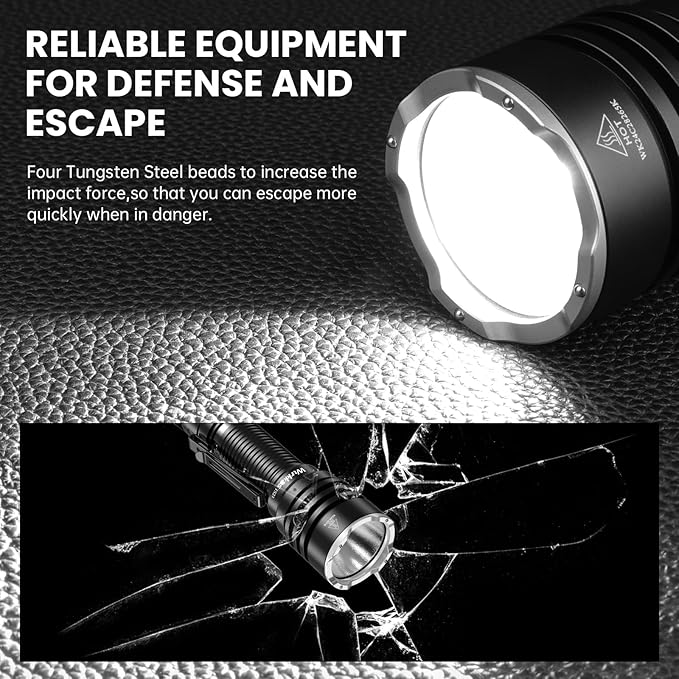 Wurkkos TS23 5000 High Lumens Flashlight,1581Ft Long Range Flashlight 6000K 70.3 HI LED High Power Super Bright LED Flashlight with Tail E-Switch,IP68 Waterproof Flashlights for Emergency,Repair,Work