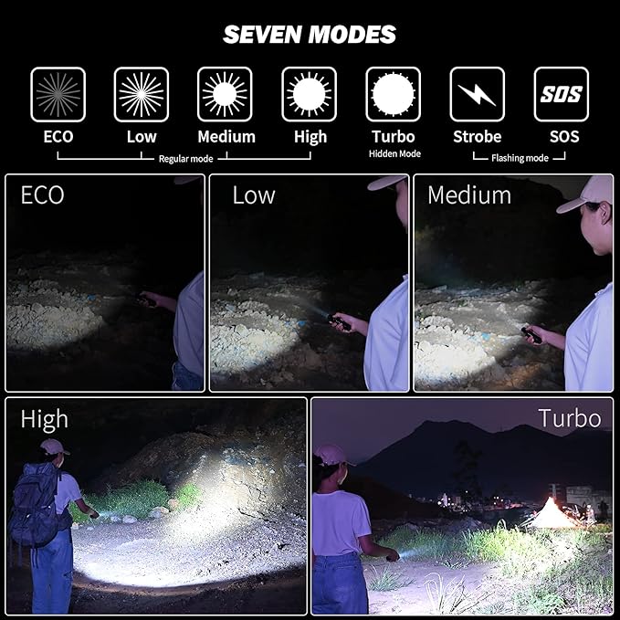 WUBEN C2 Flashlights High Lumens, 2000 Lumens Rechargeable Tactical Flashlights with 7 Modes Flash Light, Pocket LED Flashlight with IP68 Waterproof for Emergencies, Outdoor, Camping