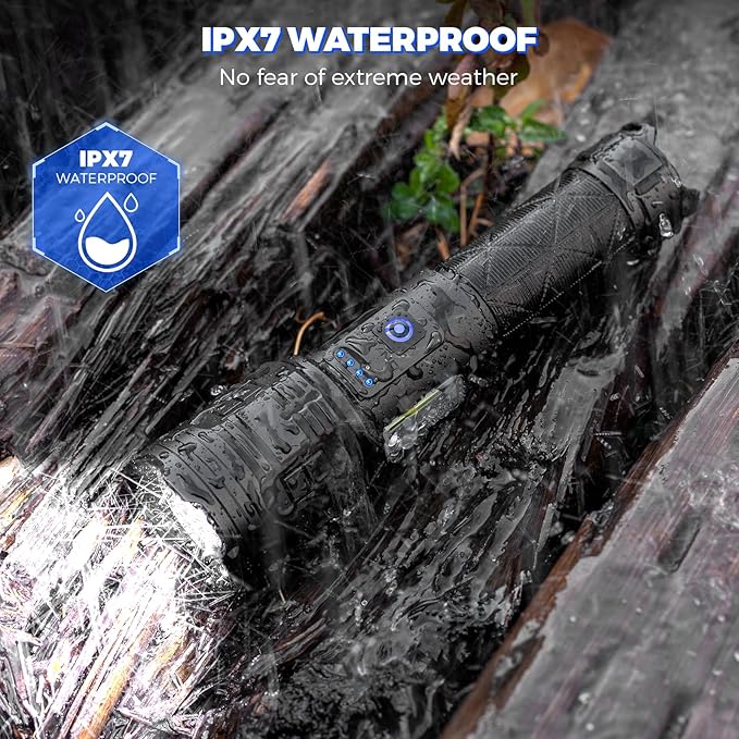 Rechargeable Flashlights High Lumens, 990000 Lumen Super Bright LED Flashlight with Adjustable 7 Modes & 12H Long Runtime, Powerful Waterproof Handheld Flash Light, Flashlights for Home Camping...