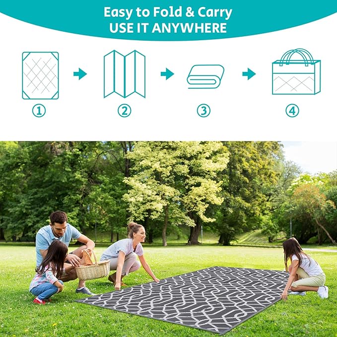 HEBE Outdoor Rug 5'x8' for Patios Waterproof Clearance Reversible Patio Mat Plastic Straw Rug RV Camping Mat Outside Area Rug Carpet for Camping RV,Porch,Deck,Balcony,Camper,Backyard