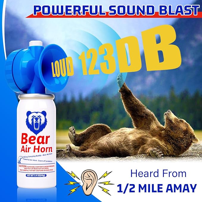 1.4oz Bear Horn for Self Defense, 123dB Loud Mini Air Horn, Audible Up to 1/2 Mile, Safety Air Horn for Hiking,Camping and Outdoor Protection (2pcs)