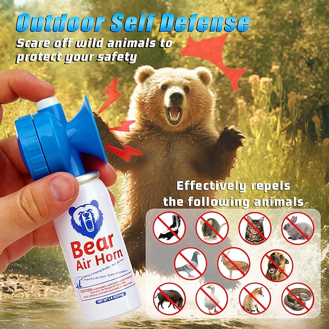 1.4oz Bear Horn,Self Defense, 123dB Loud Air Horn, Audible up to 1/2 Mile, Safety Air Horn for Wild Animals, Bear Alarm for Hiking and Outdoor Protection