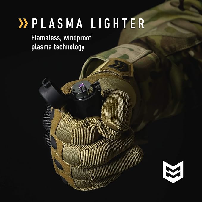 Mission Made Tactical Torch with Plasma Flameless Lighter Windproof Waterproof Electric Dual Arc Rechargeable USB Cord
