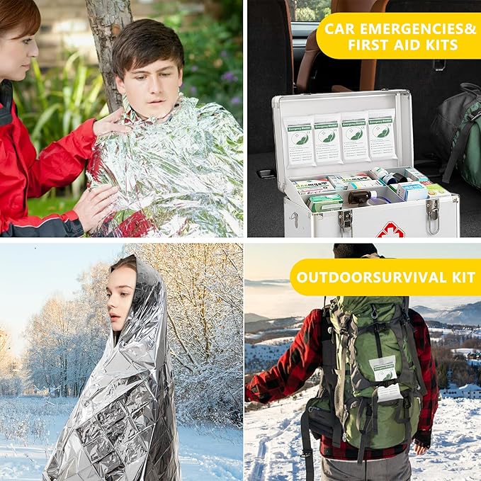 Kovshuiwe Emergency Mylar Thermal Blankets,4/10/30-Pack Space Blanket Survival kit Camping Blanket,Thermal Blankets Survival,Emergency Blankets Perfect for Outdoors,Hiking,Survival,Bug Out Bag
