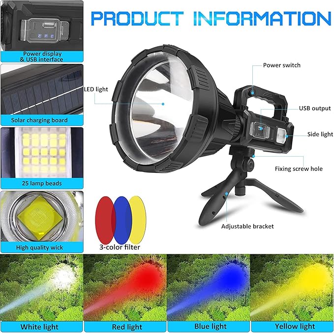 Foleto Rechargeable LED Spotlight Flashlights 100000 High Lumens XHP90 Lamp 6.5 Inch (XXL-Large)