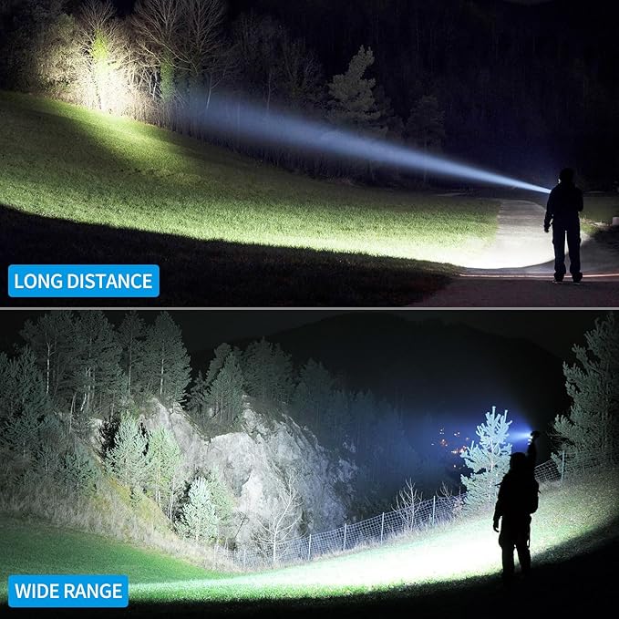 Rechargeable Flashlights High Lumen, 990000 Super Bright LED Flashlight, 12 Hour Runtime Flash Light with 3 Modes, IPX6 Waterproof for Home, Outdoor, Camping