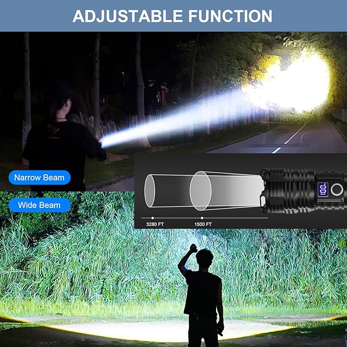 Flashlights High Lumens LED Rechargeable, 900,000 Lumen Brightest Flash Light, High Power USB Flashlight, Waterproof Handheld LED Flashlight for Camping Hiking