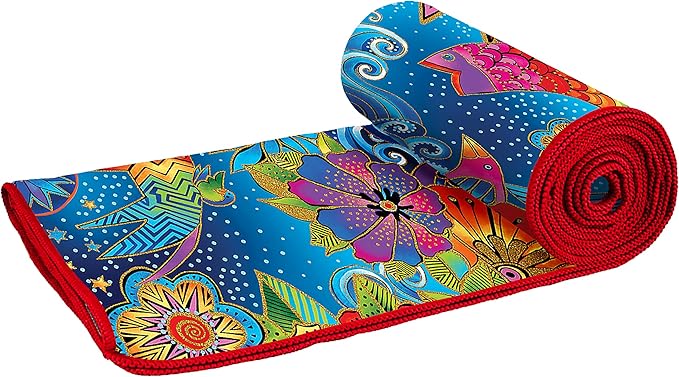 Laurel Burch Celestial Magic Large Oversized Microfiber Beach Towel - 40x63 Inches, Sand-Free, Quick-Drying, Ultra-Soft, Ideal for Travel, Pool, and Yoga - Includes Matching Drawstring Travel Pouch