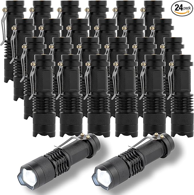 KunHe 24 Pack Small Mini Single Mode Led Handheld Flashlights Aa Battery 1 Mode Flashlight Powerful