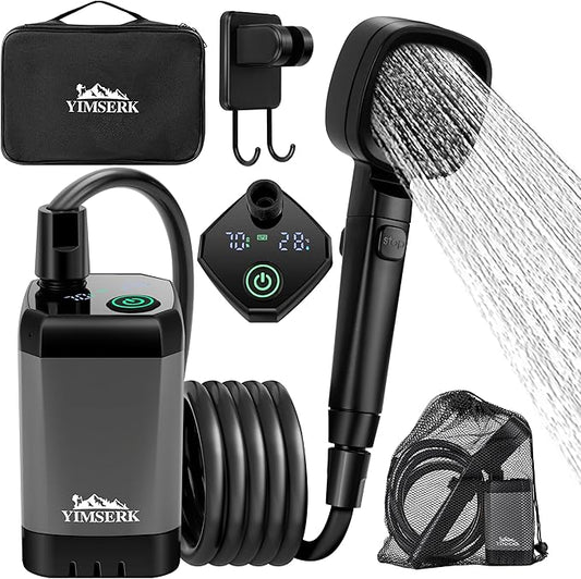 7800mAh Portable Shower for Camping, Rechargeable Electric Outdoor Shower Kit with Handbag, Filtered Shower Head, IPX7 Waterproof Shower Pump for Camp, Hiking, Car Washing, Pet Bath