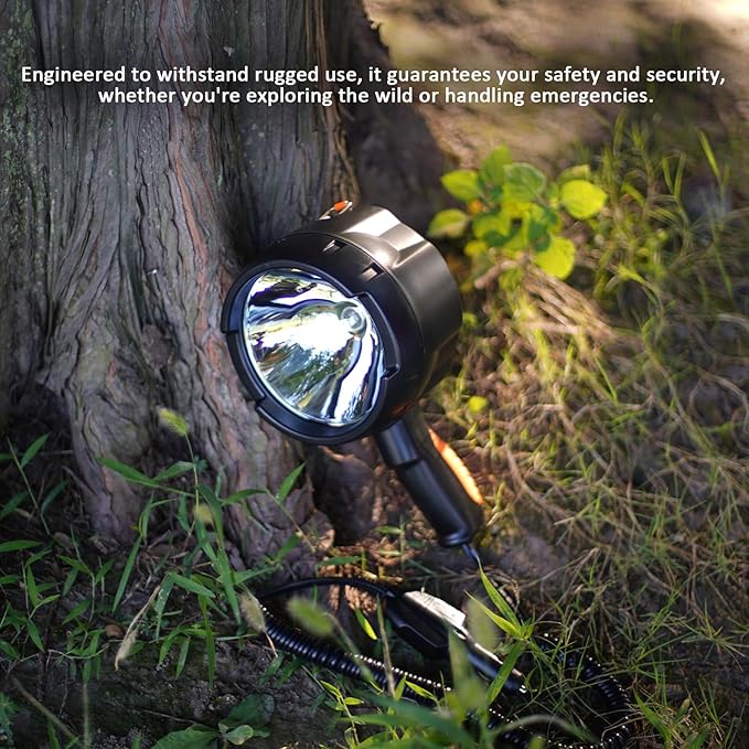 Handheld Spotlights 1500 Lumens Searchlight with 12V DC Car Charger Trigger Halogen Flashlight for Camping Fishing Hunting Hiking