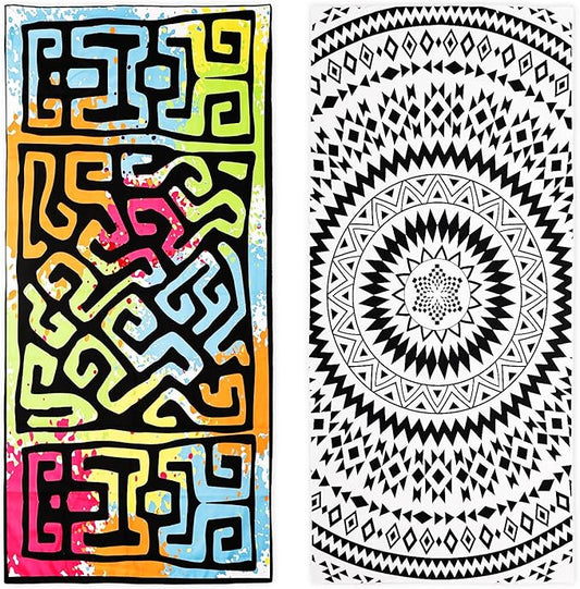 Microfiber Beach Towels 2 Packs, Oversized Quick-Dry Towels for Adults, Lightweight Thin Towels (72" x 36") for Swimming, Beach, Camping