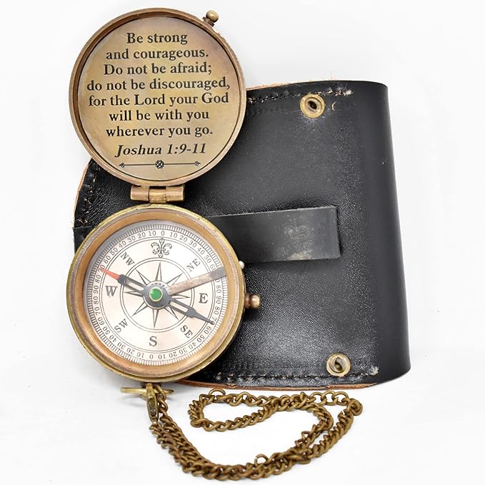 Engraved Compass, Confirmation Gift Ideas, Baptism Gifts Keepsake Compass Cross & Be Strong & Courageous, Confirmation Gift Ideas, Heavenly Gift Of Faith. Missionary, Birthday Gift,