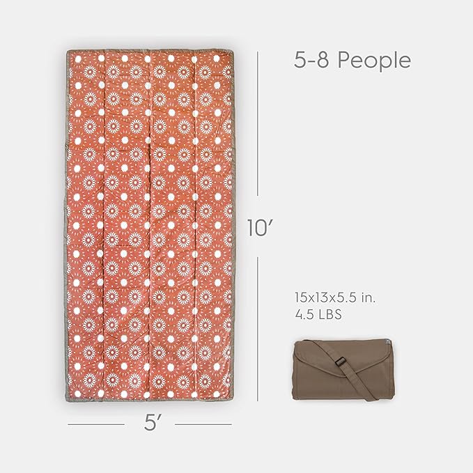 Little Unicorn Outdoor Family Picnic & Beach Blanket, Water-Resistant, Compact Fold, XL Size, 5 x 10 feet, (Sun Baked)