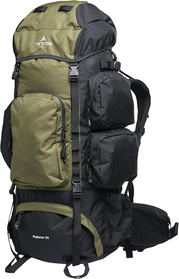 TETON 75L Explorer Internal Frame Backpack for Hiking, Camping, Backpacking, Rain Cover Included