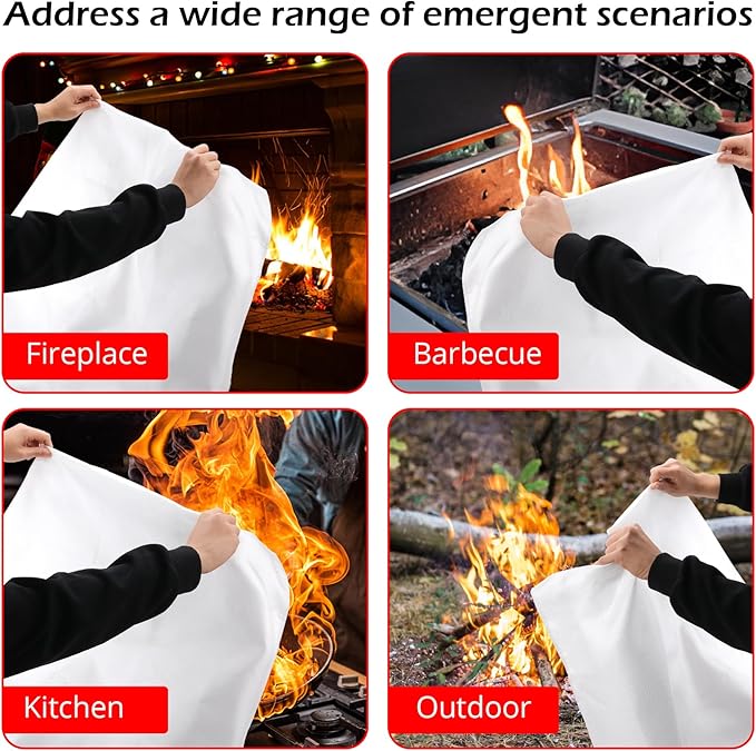 Fire Extinguishing Blanket - 6PCS Emergency Fire Blankets for Home Kitchen House Camping Car Warehouse Office Emergency Prepared Survival Safety MHt