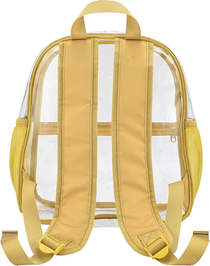 Oraben Clear Backpack for Stadium Events Clear Stadium Backpack 12x6x12 Bag (Enhanced Strap, Gold)