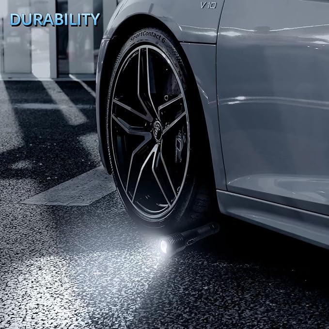 ULTRAFIRE Rechargeable Flashlight 2500 High Lumens, Super Bright LED Tactical Flashlights, 5 Light Modes Zoomable IP65 Waterproof Brightest Flashlight with COB Light