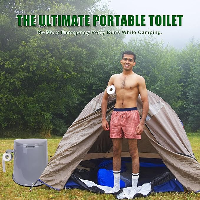 Portable Toilet, Adult and Child Toilet, 5.3 Gallon Mobile Toilet Bucket, Camping and Rv Toilet, Suitable for Camping, Hiking, Rv, Boat, Bedroom