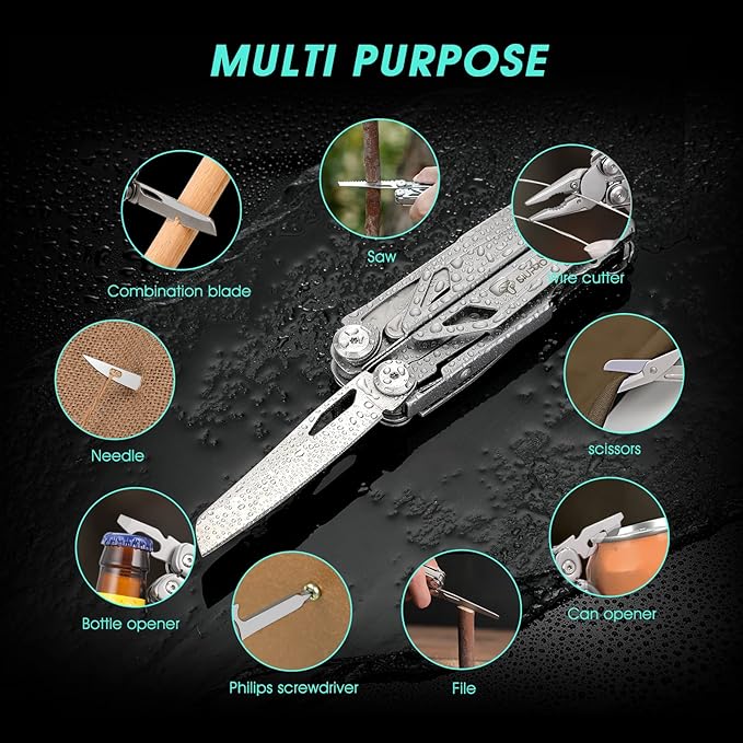 Multitool Pocket Knife for Men, Tactical Multi Tool With Scissors, Saw, Survival Folding Pliers with Replaceable Wire Cutters for Camping, Outdoor, Gifts Ideas, SD-10