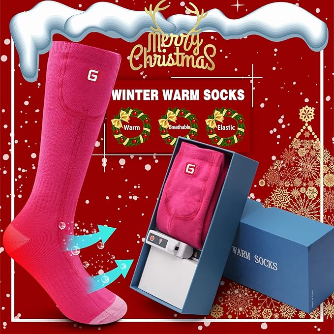 Heated Socks Women Electric Battery Socks Thermal Insulated Socks for Arthritis, Winter Thick Warm Cotton Sox Heating Foot Warmer, Unisex & USA 6-13 Size