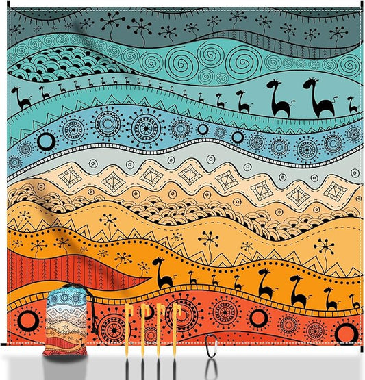 Beach Blanket Waterproof Sandproof, 79" x 83" Extra Large Sand Free Quick Drying Beach Mat, Compact Outdoor Picnic Mat for Travel, Hiking, Camping (Bohemian)