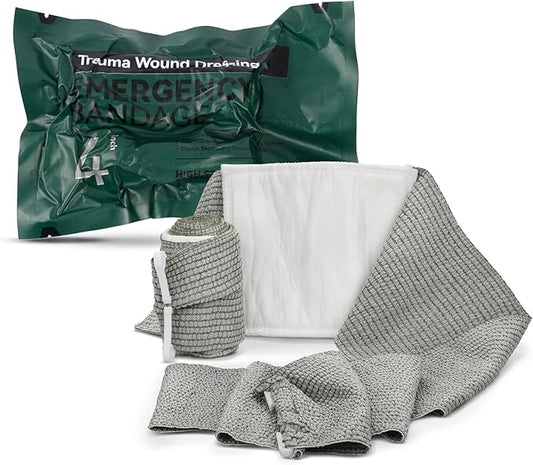 RISEN Israeli Bandage Vacuum Sterile Compression Bandages for First Aid Emergency Battle Wound Dressing Self-Rescue, 4 Inch, 1 Pack