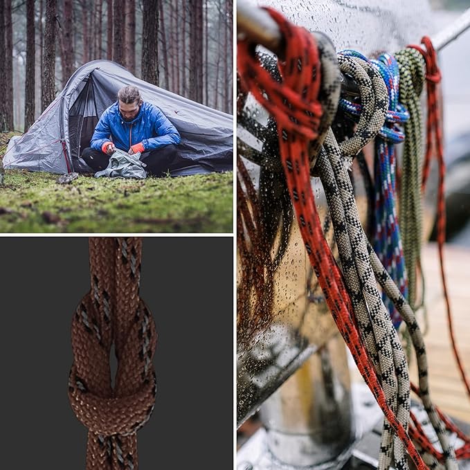 Reflective 550 Paracord/Parachute Cord 4mm Tent Rope 7 Strands 65 Feet Reflect Nylon Pull Guy Lines Spool Wind Proof for Camping Outdoor Hiking Lanyard Bracelets Emergency