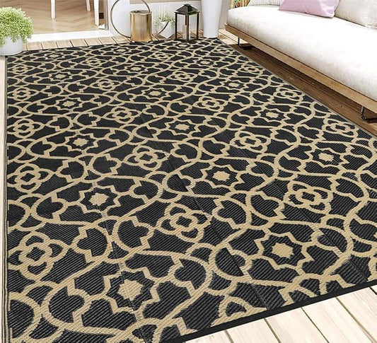 HEBE Outdoor Rug 6'x9' for Patios Waterproof Clearance Reversible Patio Mat Plastic Straw Rug RV Camping Mat Outside Area Rug Carpet for Camping RV,Porch,Deck,Balcony,Camper,Backyard