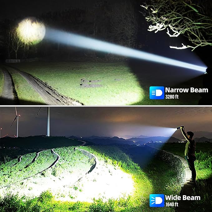 Cinlinso Flashlights High Lumens Rechargeable, 990,000 Lumens Super Bright Led Flash Light, IPX6 Waterproof, 5 Modes Brightest Powerful Handheld Flashlights for Camping Home Hunting