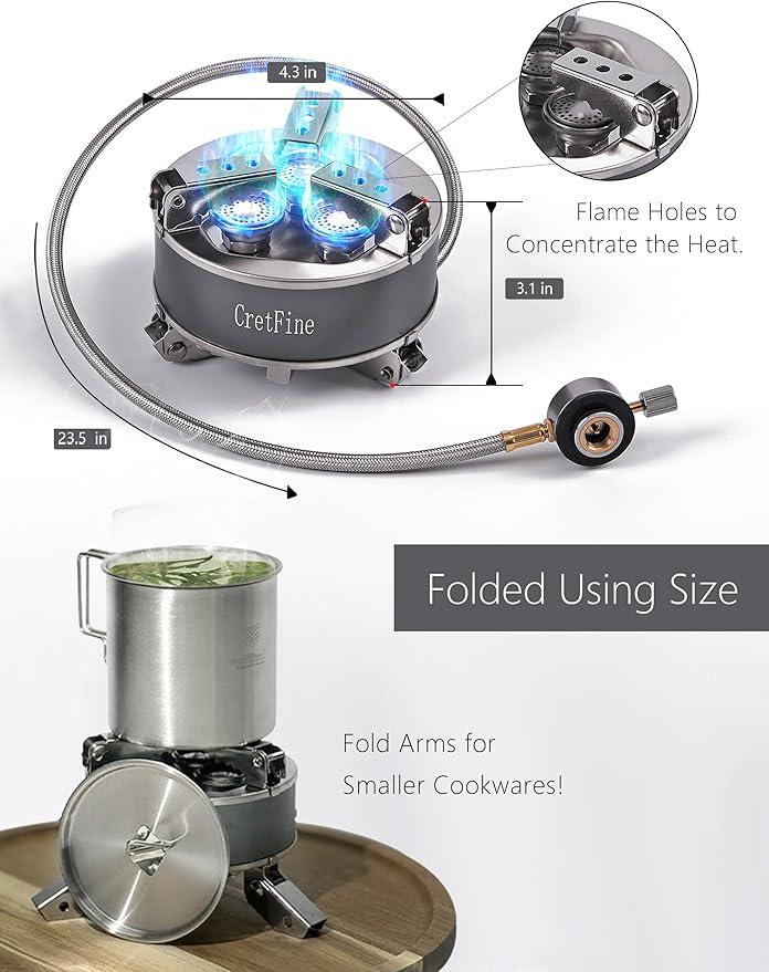 Windproof 6800W Camp Stove Mini Propane Stove Backpacking Stove with Case Portable Isobutane and Butane Stove for Cooking, Outdoor, Camping, Hiking with Piezo Igniter