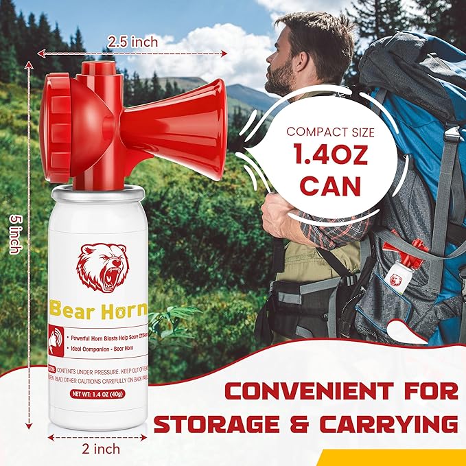 4 Pack Bear Horn to Scare Bears 1.4oz, Very Loud 120dB Bear Air Horns for Safety for Hiking, Heard Up to 1/2 Mile Away, Bear Spray Self Defense, Blow Horn to Scare Wild Animals, Bear Alarm