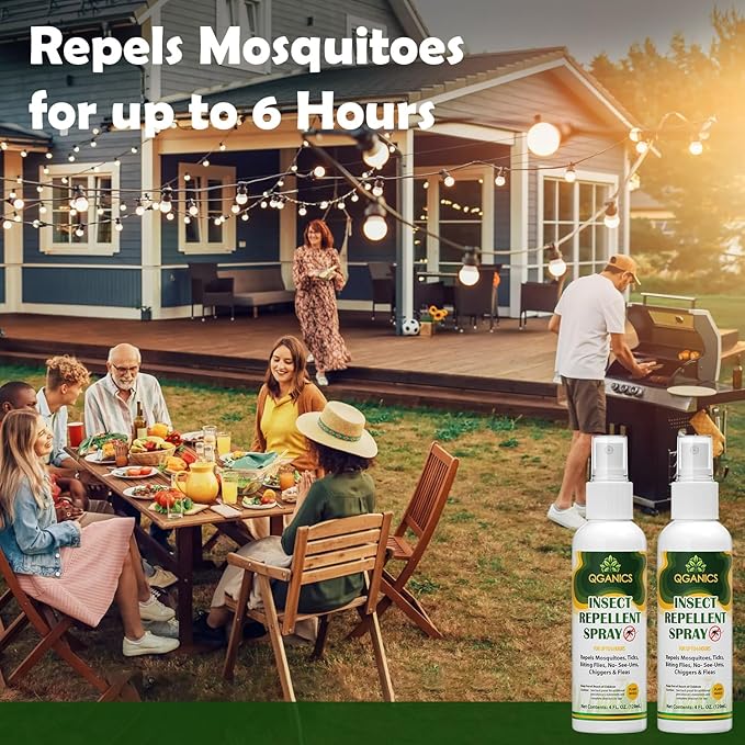 Mosquito Repellent Spray for Body, Natural Bug Spray DEET-Free, Bug Spray Travel Size Insect Repellent Spray for Skin 4 Fl Oz (2 Pack).