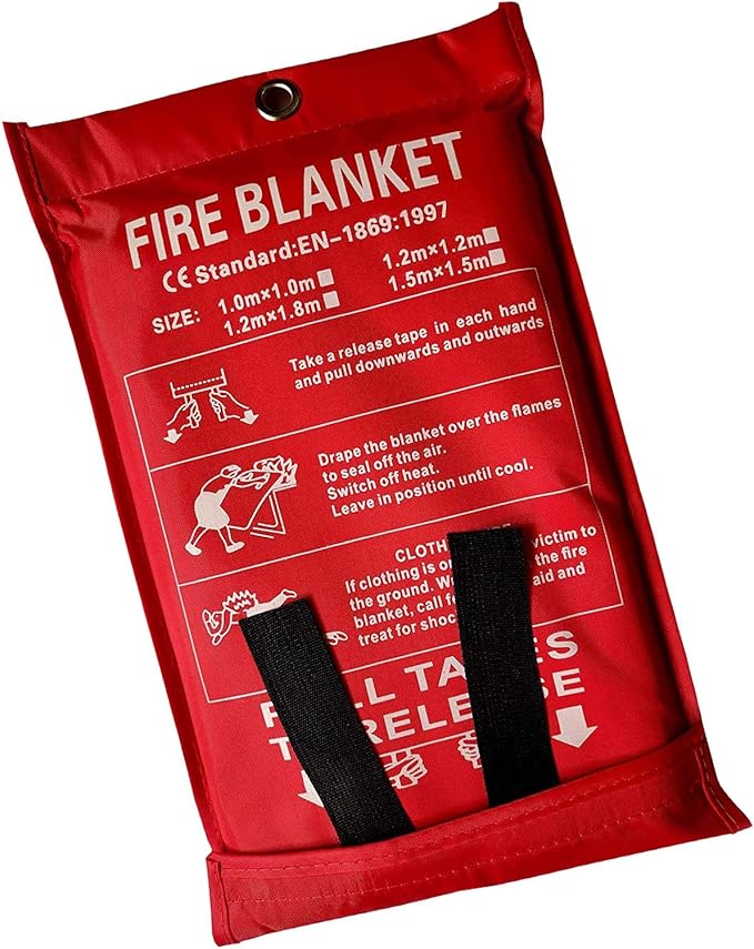 Emergency Survival Fiberglass Fire Blanket Shelter Safety Cover Ideal for The Kitchen, Fireplace, Grill, car, Camping (39x39 in)