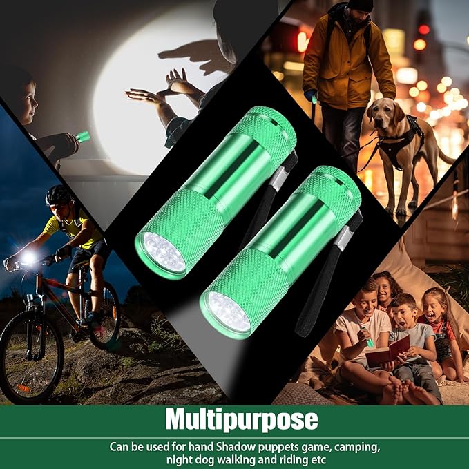 VIHOSE 32 Pcs Mini Flashlights Bulk, Bright Aluminum Handheld Flash Light with Lanyard, Small LED Flashlights for Kids Night Reading Emergency Hurricane Camping Hiking Party Favors(Green)