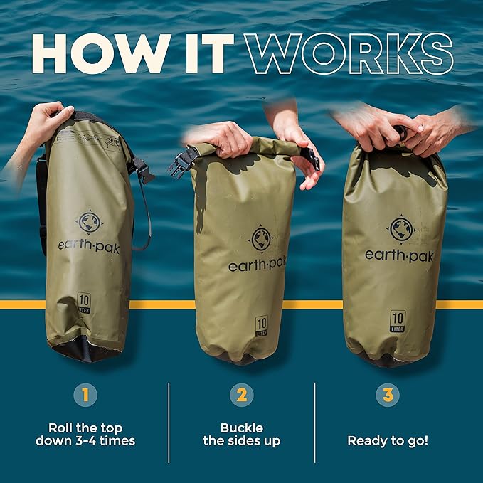 Earth Pak Waterproof Dry Bag - Roll Top Waterproof Backpack Sack (20L Red & 20L Blue)