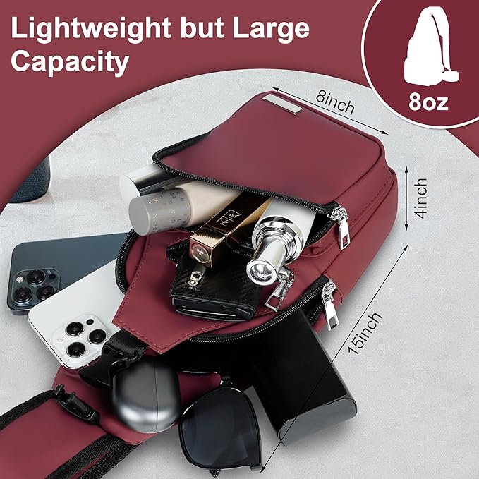 Sling Bag for Women Mens Crossbody Bag, Chest Bag Sling Backpack with USB Charging Port for Walking Hiking