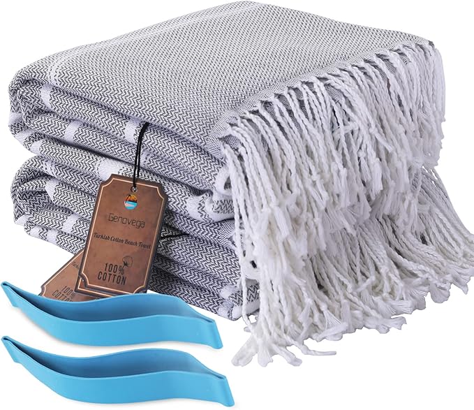 2 Packs Cotton Turkish Beach Towels Quick Dry Bathroom Swim Towel Extra Large Xl Big Travel Vacation Cruise Carnival Ship Esseentials Must Haves Packing List Accessories Must Haves Stuff Necessities