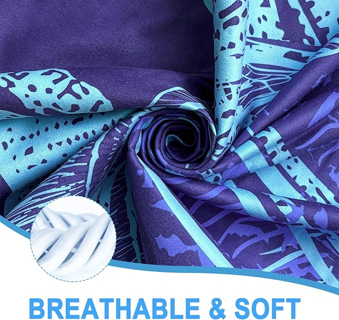 Bnuitland Stripy-Blue Fishes Pattern Beach Towel (35X75 inches), Oversized Quick Drying Absorbent Sand Free, Cute Towels for Travel Swimming Pool Picnic, 88% Polyester and 12% Polyamide, Blue