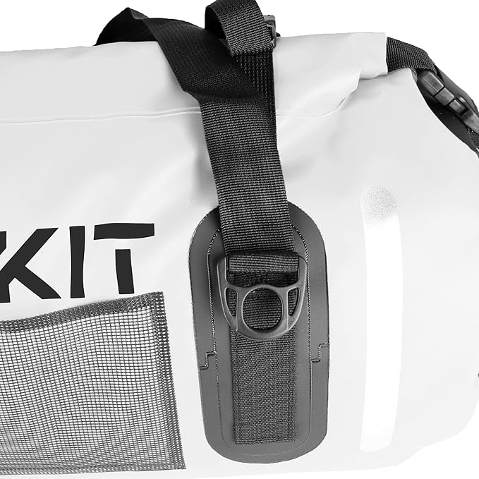 Waterproof Duffle Bag Travel Dry Bag 500D PVC for Motorcycle Tail Kayaking Rafting Boating Swimming Camping Hiking Beach Fishing (White, 60L)