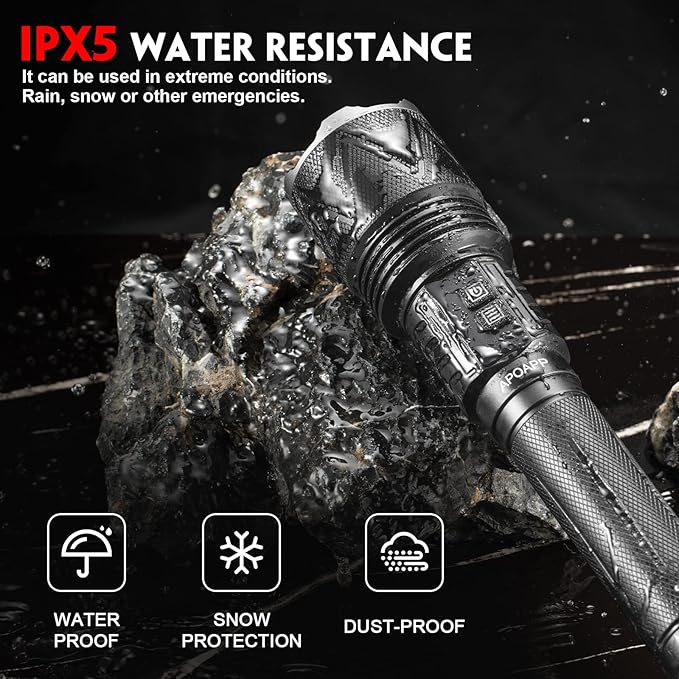 LED Torch High Lumen, Powerful 8000 Lumen Super Bright Torch with USB Cable, Multifunctional Promise Dimming Zoomable Waterproof Tactical Torch for Hunting, Fishing Outdoor Camping
