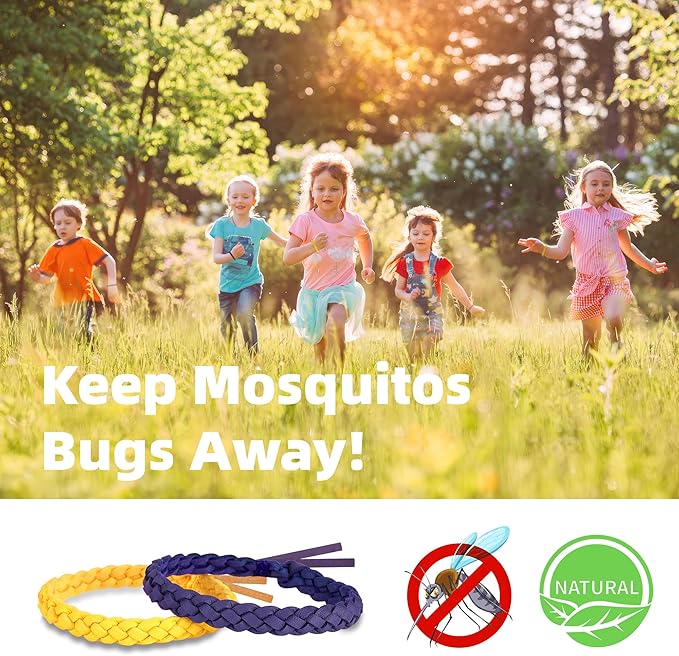 24 Pack Mosquito Repellent Bracelets, DEET-Free, Individually Wrapped PU Leather Insect & Bug Repellent Wrist Bands