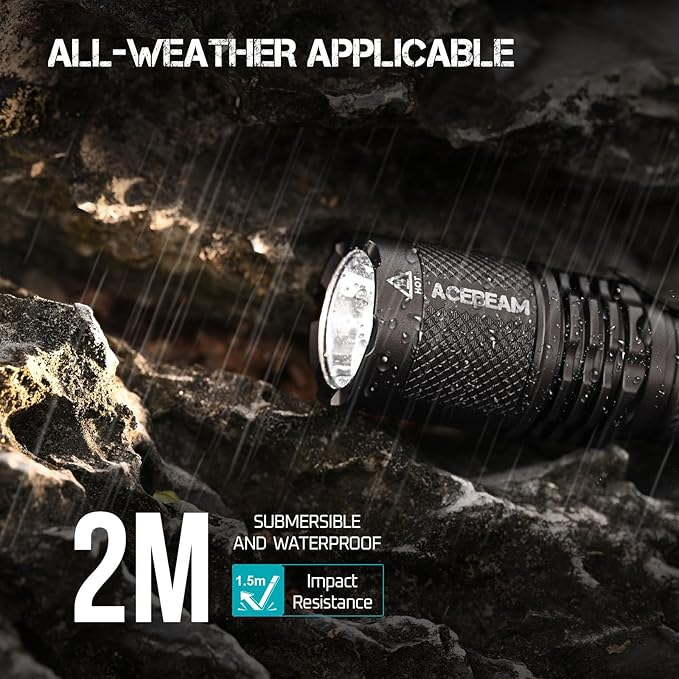 ACEBEAM TAC AA Tactical EDC Flashlight, 1000 High Lumens Flashlight Rechargeable, 280 Meters Long Range throw Pocket LED Flashlight, Super Bright Small Mini Flashlight for Camping, Emergency, Home